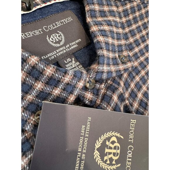 New Report Collection Men's Size L Soft Touch Flannel Blue Plaid Classic Fit - Picture 2 of 11